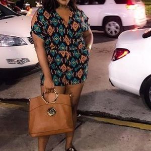 Navy multi-colored romper